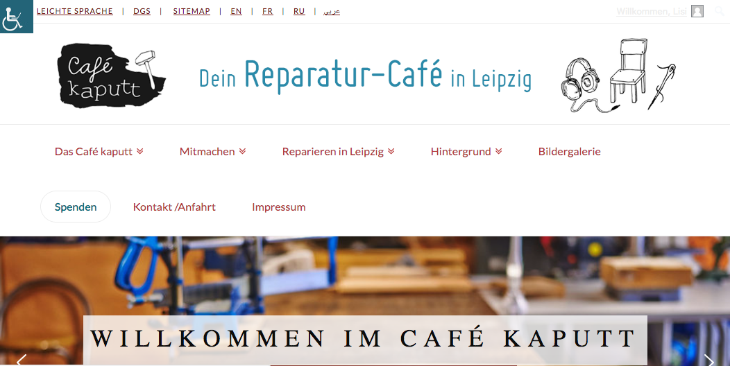 Screenshot: Barrierefreie Webseite Startseite